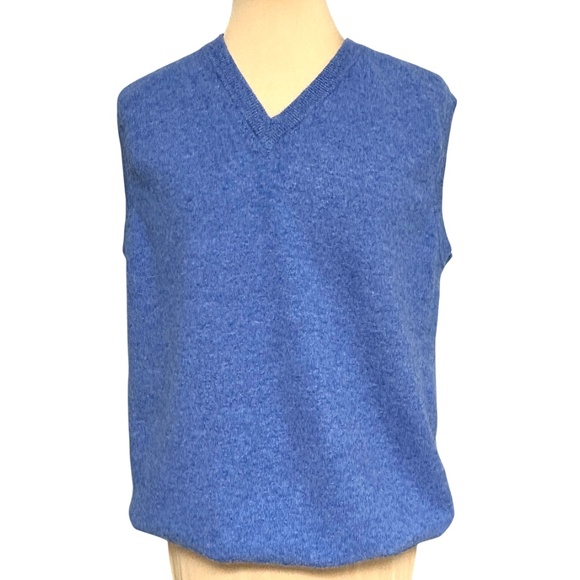 vest wool vintage grandpacore S/M V-neck blue hipster hippie indie retro office - Picture 1 of 8